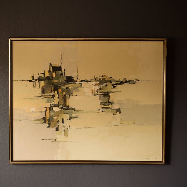 Mid Century Abstract Art Painting By Harriet Englund -- Reserved