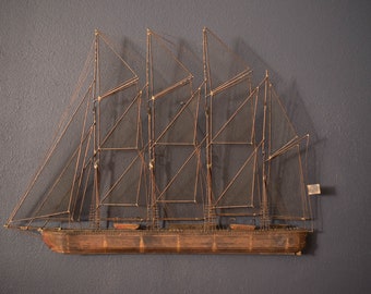 Mid Century Modern Copper Clipper Ship Wall Art Sculpture by Curtis Jere