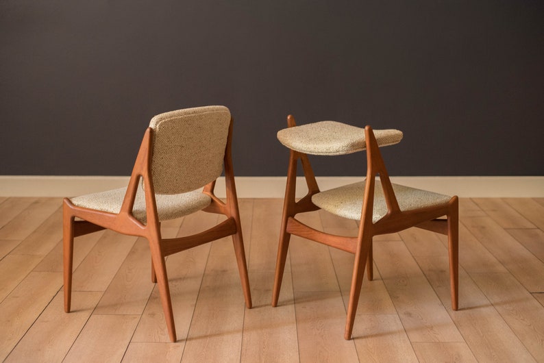 Vintage Set of Eight Danish Ella Teak Tilt Back Dining Chairs by Arne Vodder reserved image 5