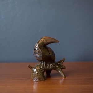 California Studio Mid Century Glazed Stoneware Bird Sculpture by Robert Maxwell image 2