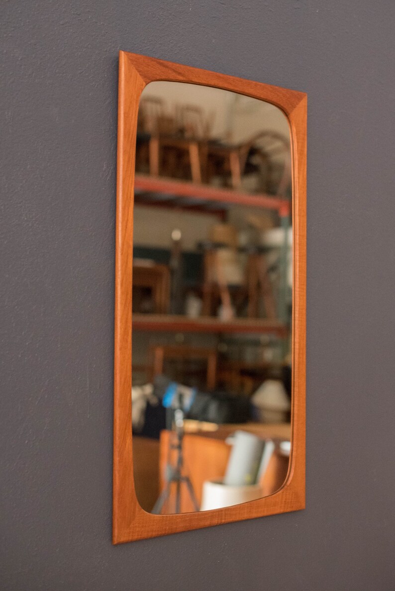 Vintage Danish Teak Hanging Wall Mirror by Aarhus Glasimport & Glassliberi image 2