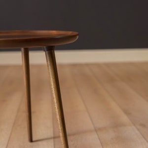 Mid Century Modern Round Walnut Tripod End Table by Anton Kildebergs Møbelfabrik image 5