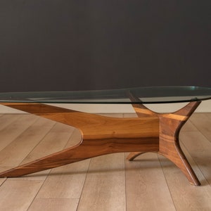 Mid Century Modern Solid Walnut and Glass Jacks Coffee Table by Adrian Pearsall reserved image 2