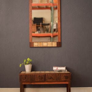 Vintage Two Piece Danish Rosewood Hanging Wall Mirror and Entry Hallway Chest image 1