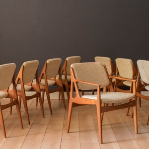 Vintage Set of Eight Danish Ella Teak Tilt Back Dining Chairs by Arne Vodder reserved image 1