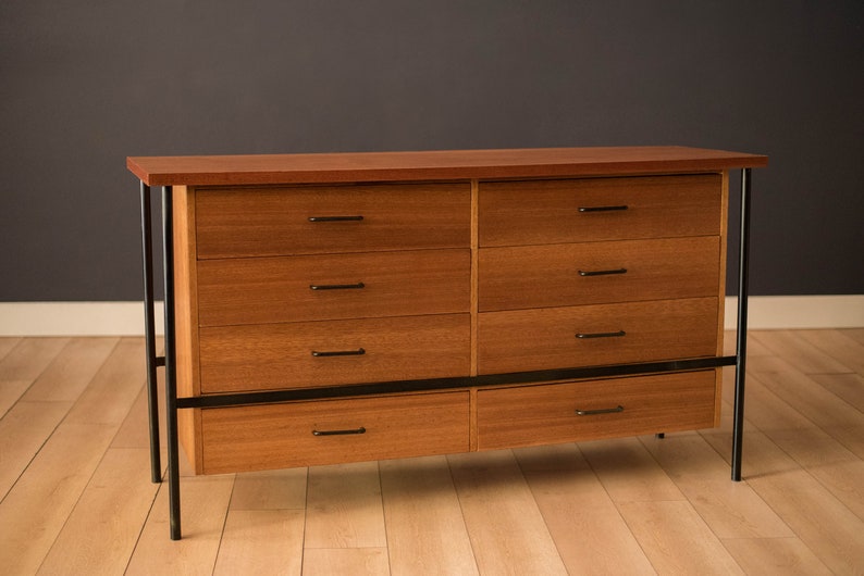 Mid-Century Modern Vista of California Mahogany and Steel Dresser by Don Knorr image 2