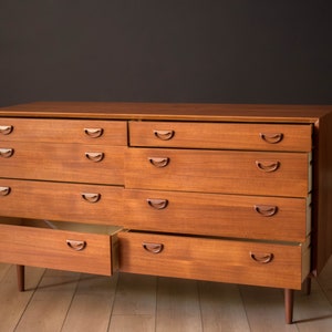Vintage Scandinavian Teak Eight Drawer Double Dresser image 2
