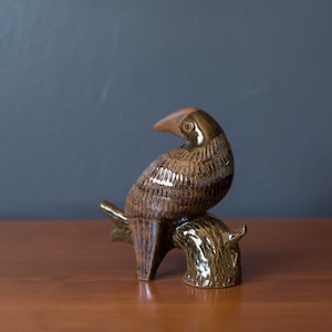 California Studio Mid Century Glazed Stoneware Bird Sculpture by Robert Maxwell image 1