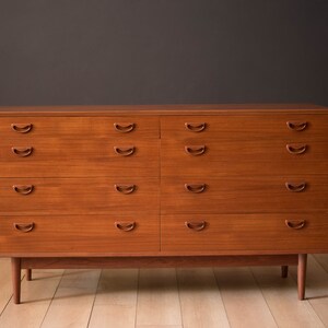 Vintage Scandinavian Teak Eight Drawer Double Dresser image 1