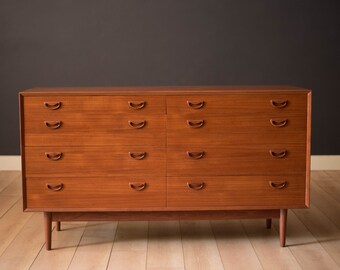 Vintage Scandinavian Teak Eight Drawer Double Dresser