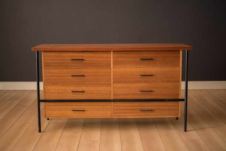Mid-Century Modern Vista of California Mahogany and Steel Dresser by Don Knorr image 1