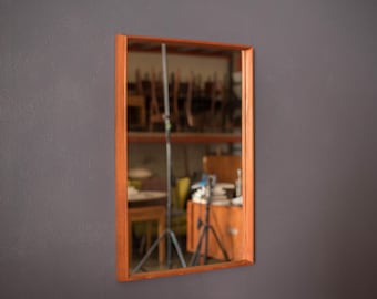 Sculptural Vintage Scandinavian Teak Hanging Wall Mirror