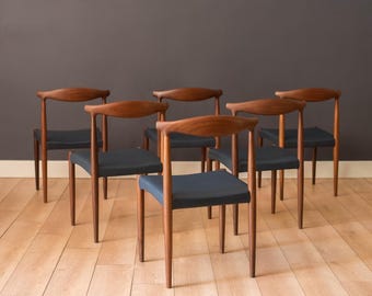Vintage Set of Six Sculptural Solid Teak Danish Dining Chairs by Vamo Sønderborg