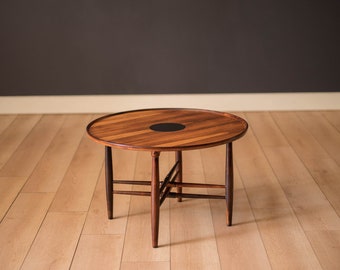 Vintage Danish Rosewood Round Occasional Side Table by Poul Hundevad