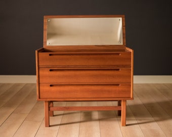 Danish Modern Teak Three Drawer Vanity Chest by Nils Jonsson