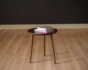 Mid Century Modern Round Walnut Tripod End Table by Anton Kildebergs Møbelfabrik