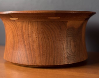 Mid Century Modern Sculptural Walnut Decorative Serving Bowl