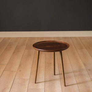 Mid Century Modern Round Walnut Tripod End Table by Anton Kildebergs Møbelfabrik image 2