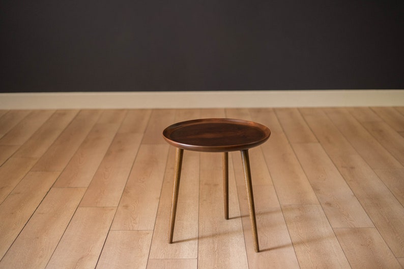 Mid Century Modern Round Walnut Tripod End Table by Anton Kildebergs Møbelfabrik image 2