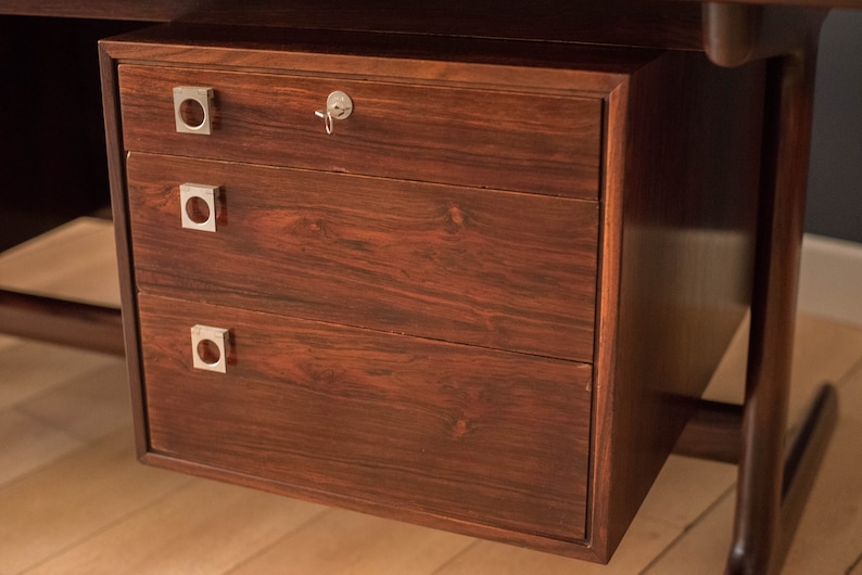 Vintage Danish Rosewood Floating Executive Desk by H.P. Hansen image 9