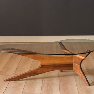 Mid Century Modern Solid Walnut and Glass Jacks Coffee Table by Adrian Pearsall reserved image 1