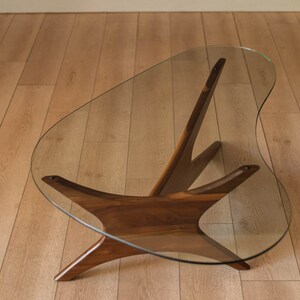 Mid Century Modern Solid Walnut and Glass Jacks Coffee Table by Adrian Pearsall reserved image 5