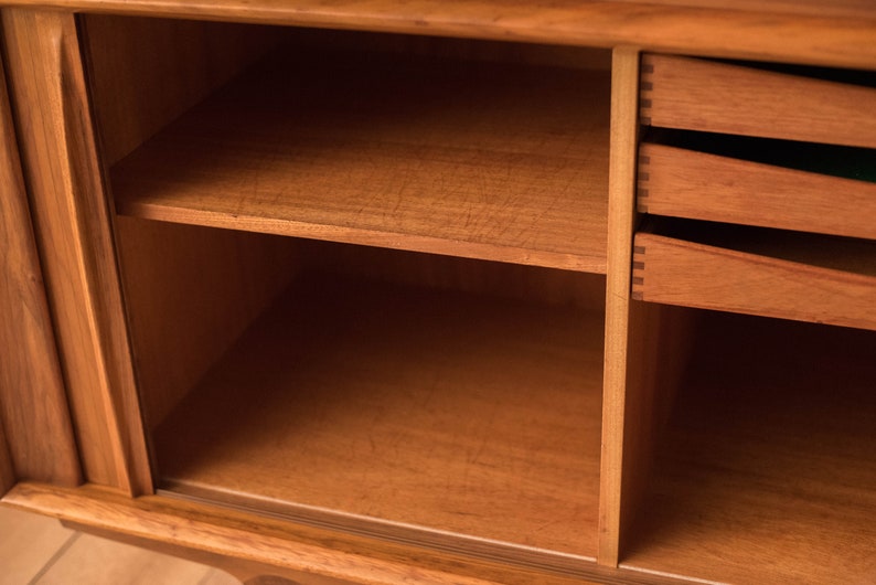 Danish Modern Teak Tambour Door Sideboard and Hutch by Bernhard Pedersen & Son image 7