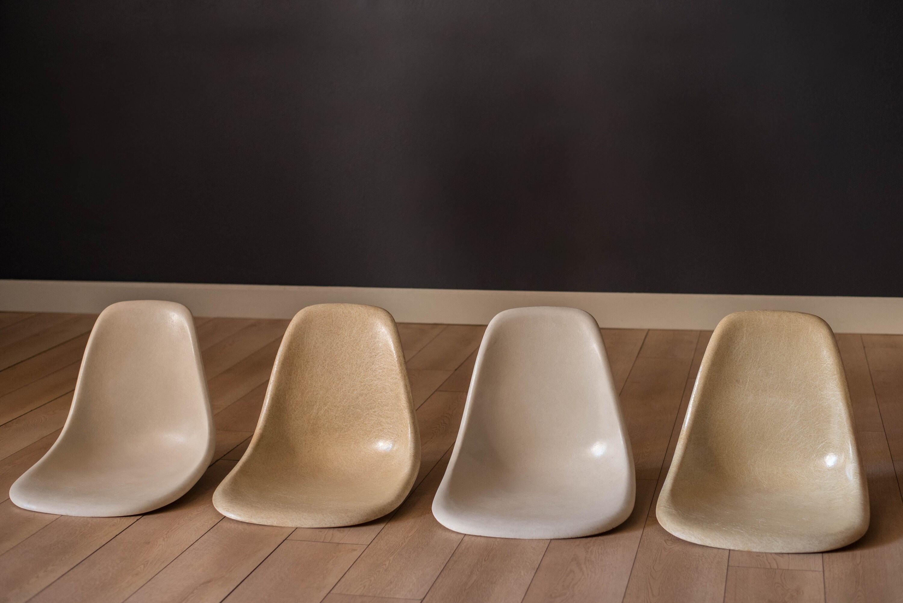 Original Vintage Eames Fiberglass Shell Dining Side Chairs for