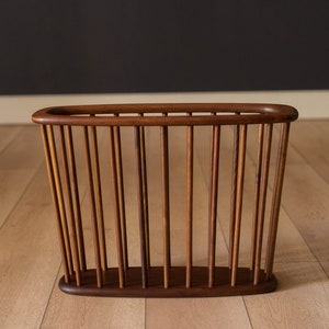 Mid Century Solid Walnut Spindle Magazine Rack Stand by Arthur Umanoff image 2