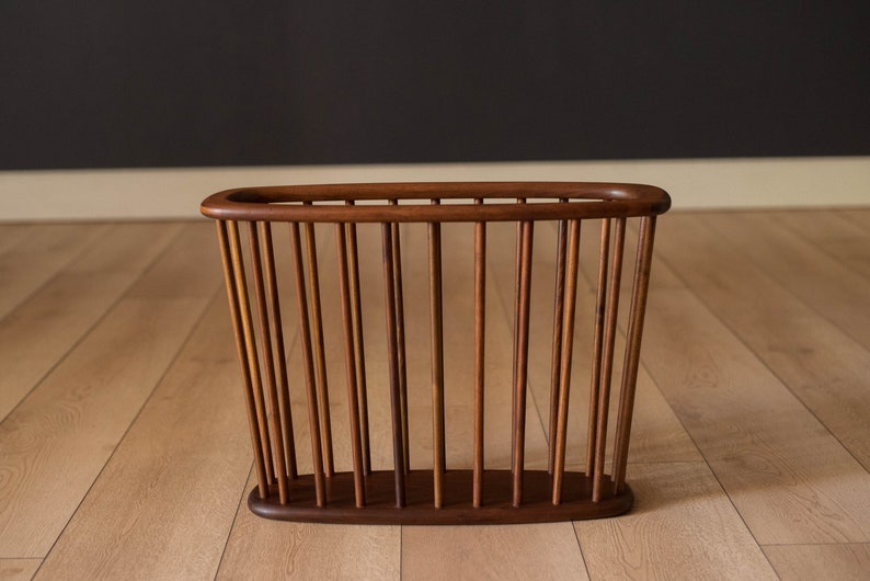 Mid Century Solid Walnut Spindle Magazine Rack Stand by Arthur Umanoff image 2