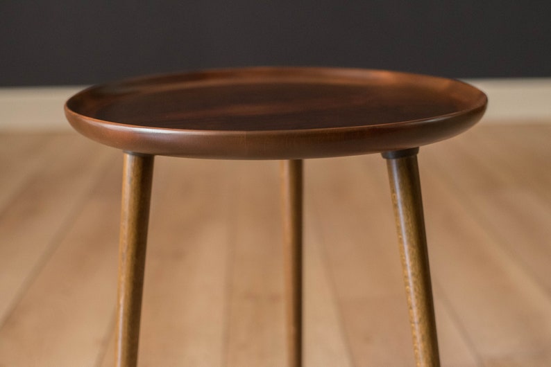 Mid Century Modern Round Walnut Tripod End Table by Anton Kildebergs Møbelfabrik image 3