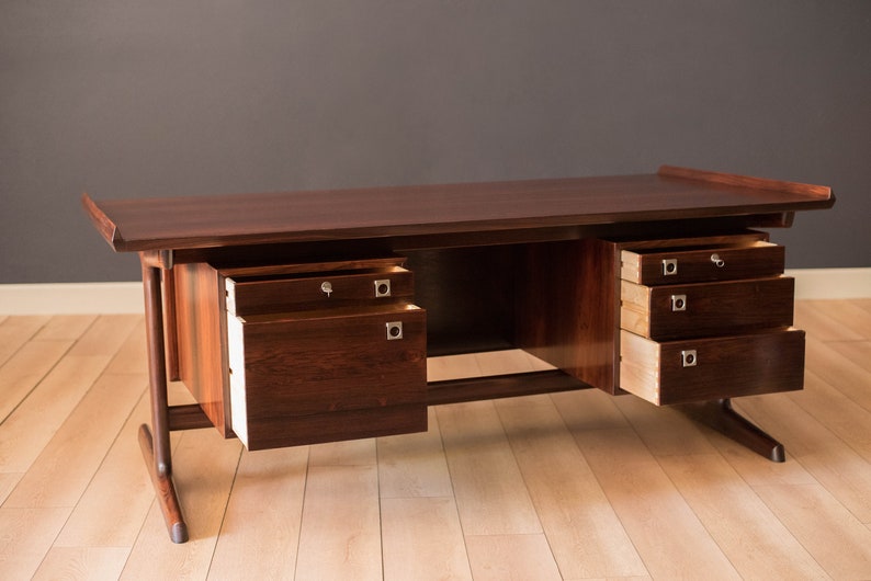 Vintage Danish Rosewood Floating Executive Desk by H.P. Hansen image 2