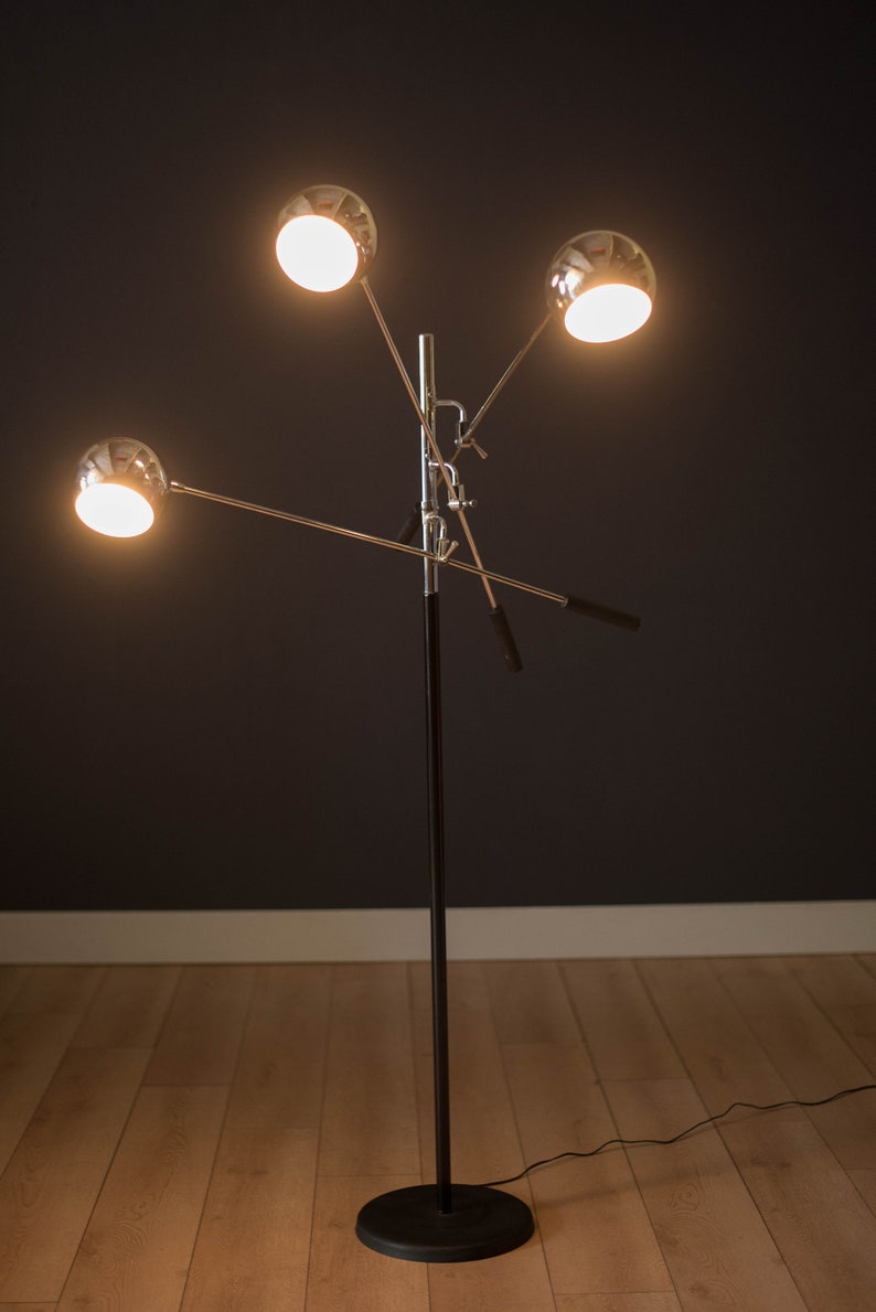 Triennale Mid Century Modern Orbiter Chrome Floor Lamp by Robert Sonneman image 2