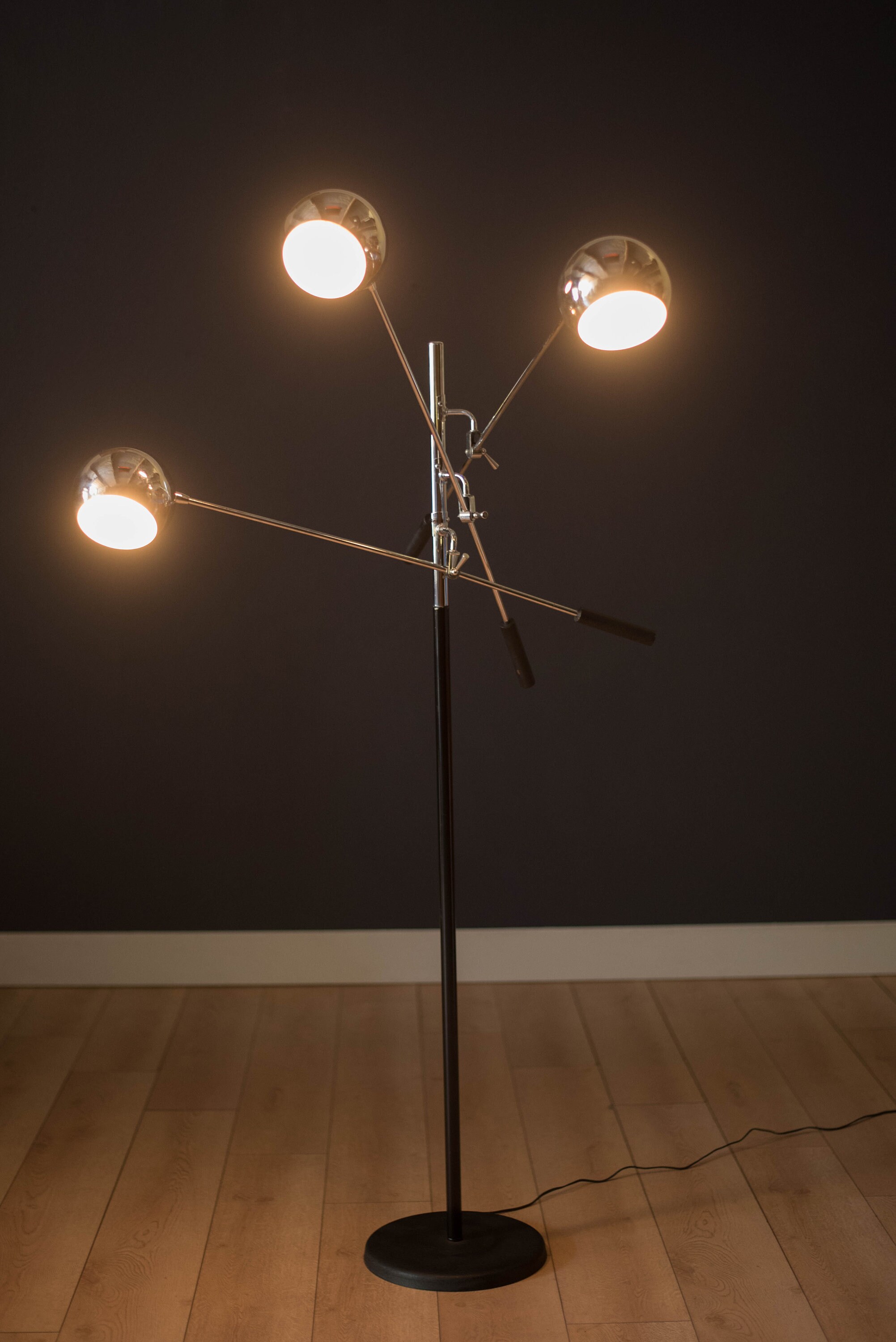 Triennale Mid Century Modern Orbiter Chrome Floor Lamp by Robert