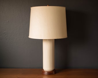 Vintage Ceramic and Walnut Accent Lamp