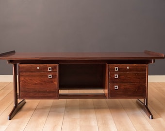 Vintage Danish Rosewood Floating Executive Desk by H.P. Hansen