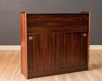 Rosewood Danish Modern Dry Bar Credenza Cabinet