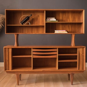 Danish Modern Teak Tambour Door Sideboard and Hutch by Bernhard Pedersen & Son image 2