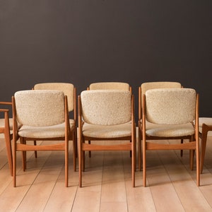 Vintage Set of Eight Danish Ella Teak Tilt Back Dining Chairs by Arne Vodder reserved image 2