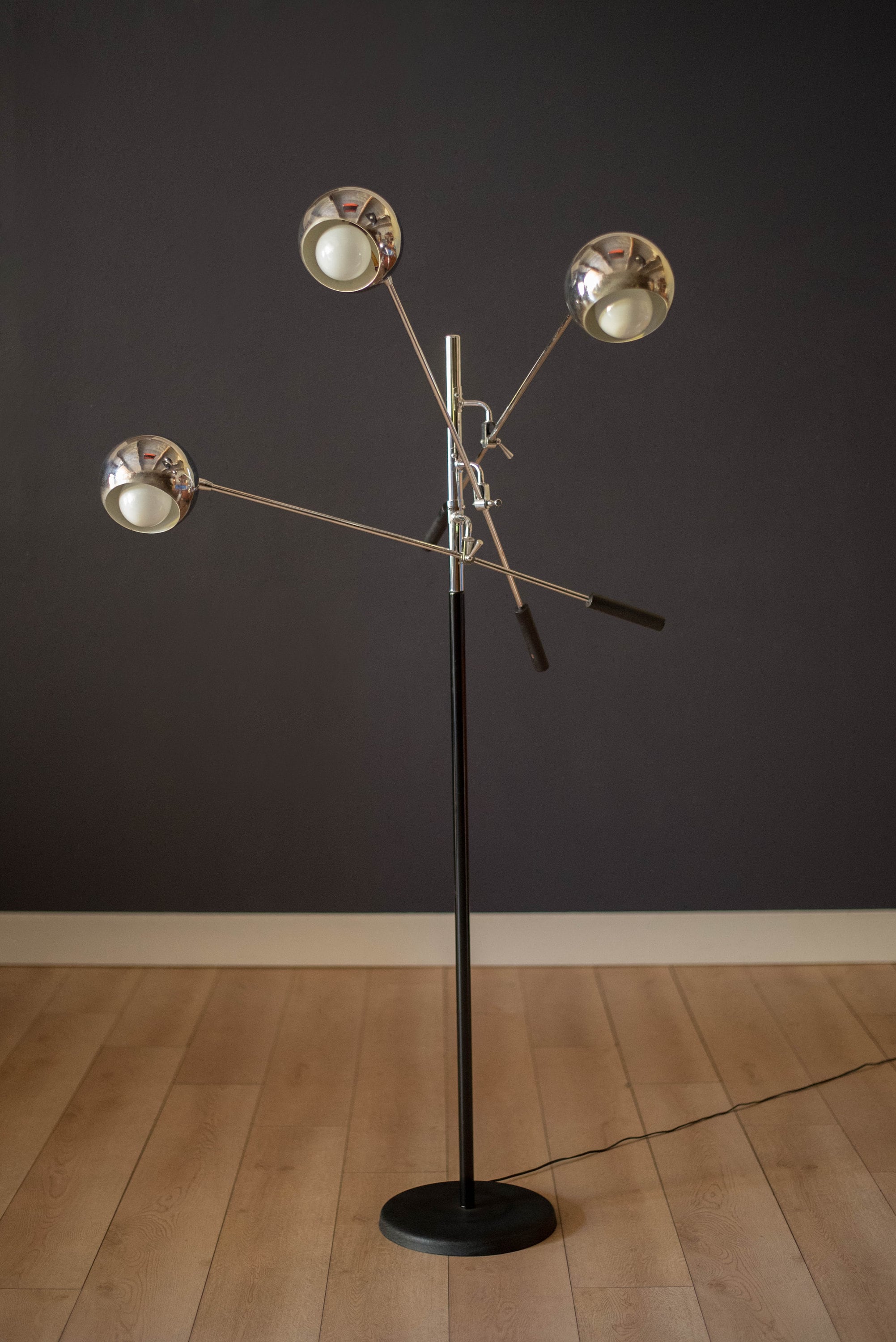 Triennale Mid Century Modern Orbiter Chrome Floor Lamp by