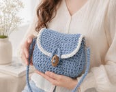 Crochet Mini Bag Pattern Sky Blue Crossbody Purse PDF, Cute Crochet Handbag Pattern, Handmade Gift