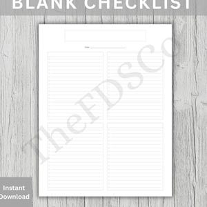 Blank Checklist Template | Printable To Do List | US Letter (Digital Download)