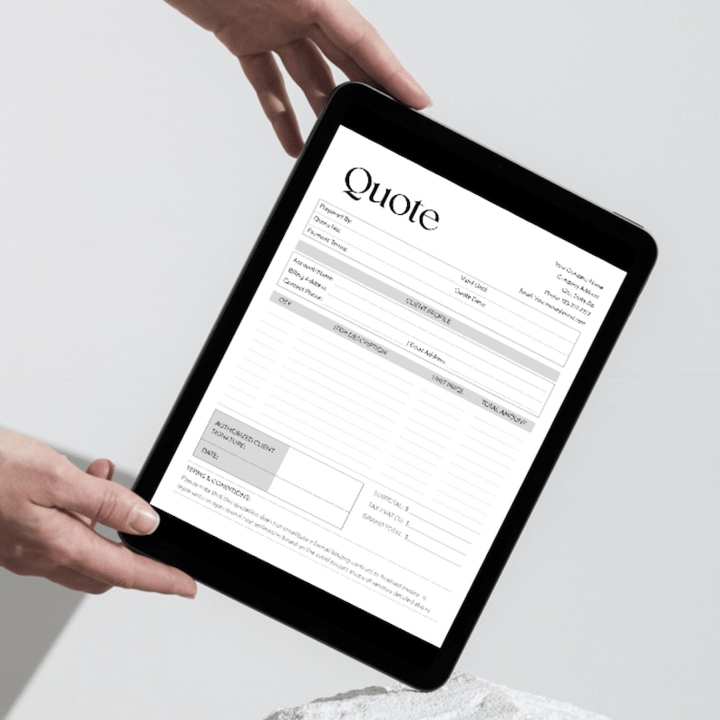 Editable Quote Template | Small Business Estimate, Contractor Billing ...