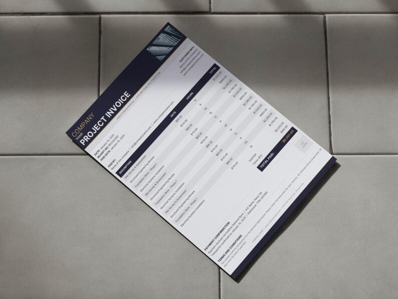 Invoice Template | Fully Editable Canva Billing Form | Sleek Minimalist ...