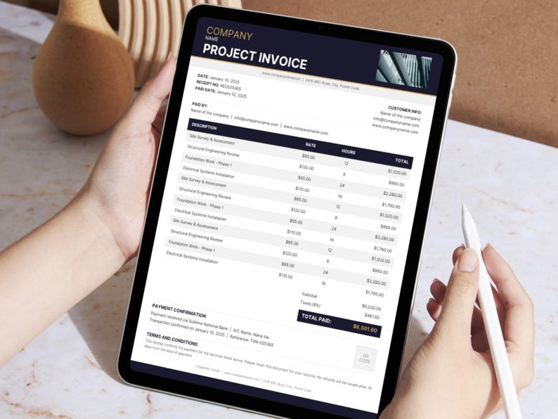 Invoice Template | Fully Editable Canva Billing Form | Sleek Minimalist ...