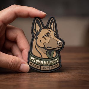 Belgian Malinois PVC Patch – Protection, Loyalty, Courage K9 Tactical Badge (3")