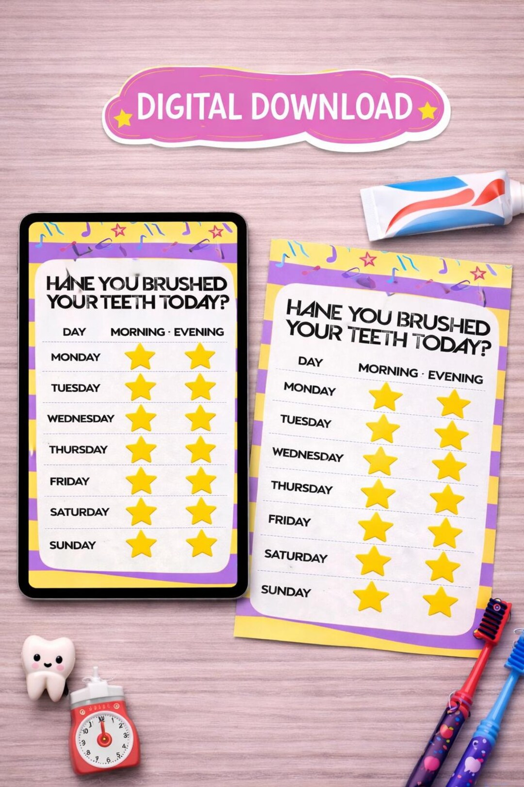 Routine Check Demon K-pop Demon Hunter Kids Brushing Chart | Printable Routine Tracker ...