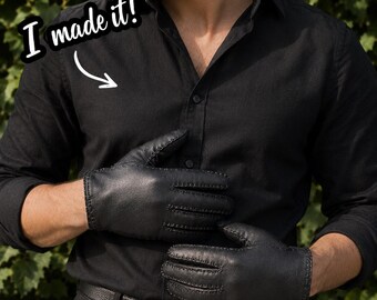 Kit para hacer guantes de cuero para hombre | Kit de costura para guantes de cuero | Crea tus propios guantes de cuero auténtico | Kit de artesanía en cuero | Regalo hecho a mano | GLOV