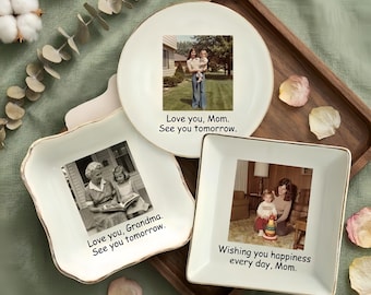 Regalo del Día de la Madre para mamá, plato para anillos personalizado con foto, regalo para la abuela, regalo de mamá de parte de su hija, regalo de cumpleaños
