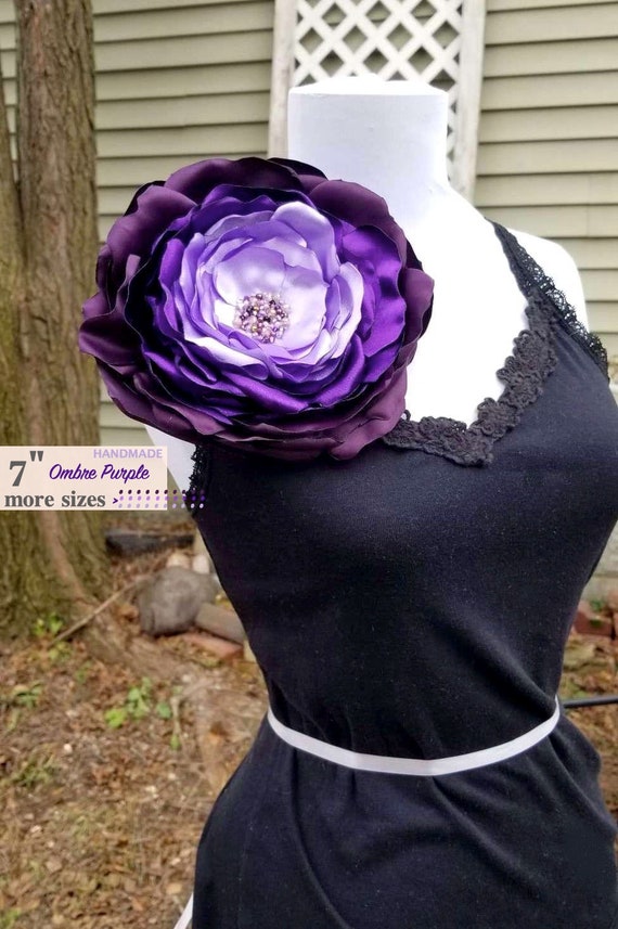 Handmade Large Silk Flower Pin, Oversized Big Brooch Ombre Purple Fabric Flower Broach, Brooches for Women Dress, Jumbo, Supersize Rose Pins Handmade Large Silk Flower Pin, Oversized Big Brooch Ombre Purple Fabric Flower Broach, Brooches for Women Dress, Jumbo, Supersize Rose Pins
